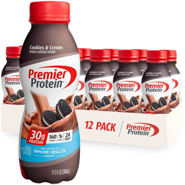 Premier Protein Shake - 30g Protein, 1g Sugar, 24 Nutrients - 12 Pack